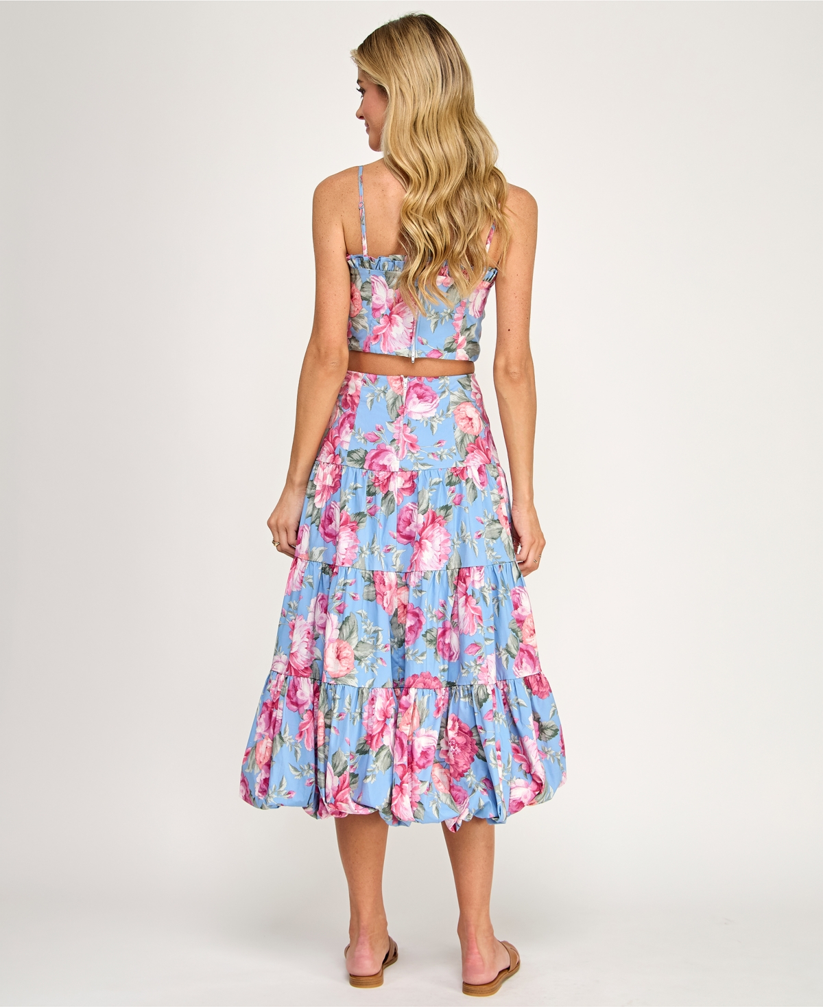 Katia Rae Juniors' Floral Printed Square Neck Top and Skirt, 2-Piece Set