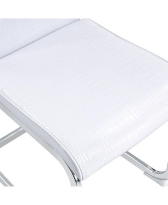 Set of 2 Retro Alligator Upholstered Dining Chairs with Crystal Buckle & Faux Leather