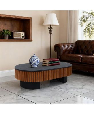 Elliptical coffee table with storage