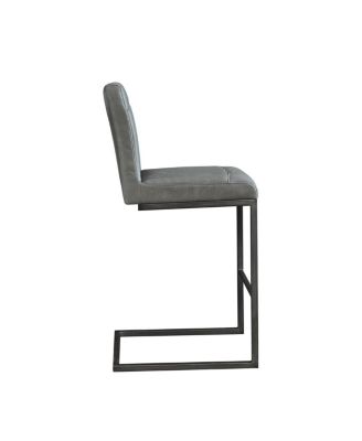 Faux Leather Bar Stool with Tufted Backrest & Footrest