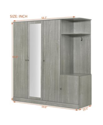 4-Door Wardrobe with Shelves Drawers and Full-Length Mirror