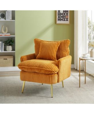 Streamdale Yellow Corduroy Accent Chair - Modern & Comfortable