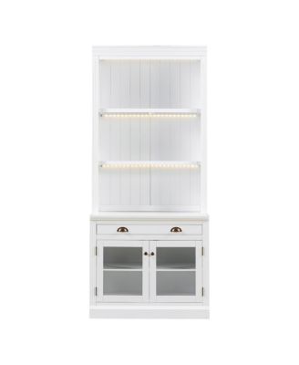 LED Bookshelf with Glass Doors and Drawer
