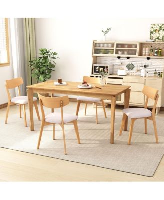  Mid-Century Walnut Upholstered Dining Chairs, Set of 4, Light Beige+Natural