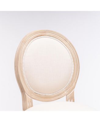 French Country Wooden Barstools with Upholstered Seating, Set of 2