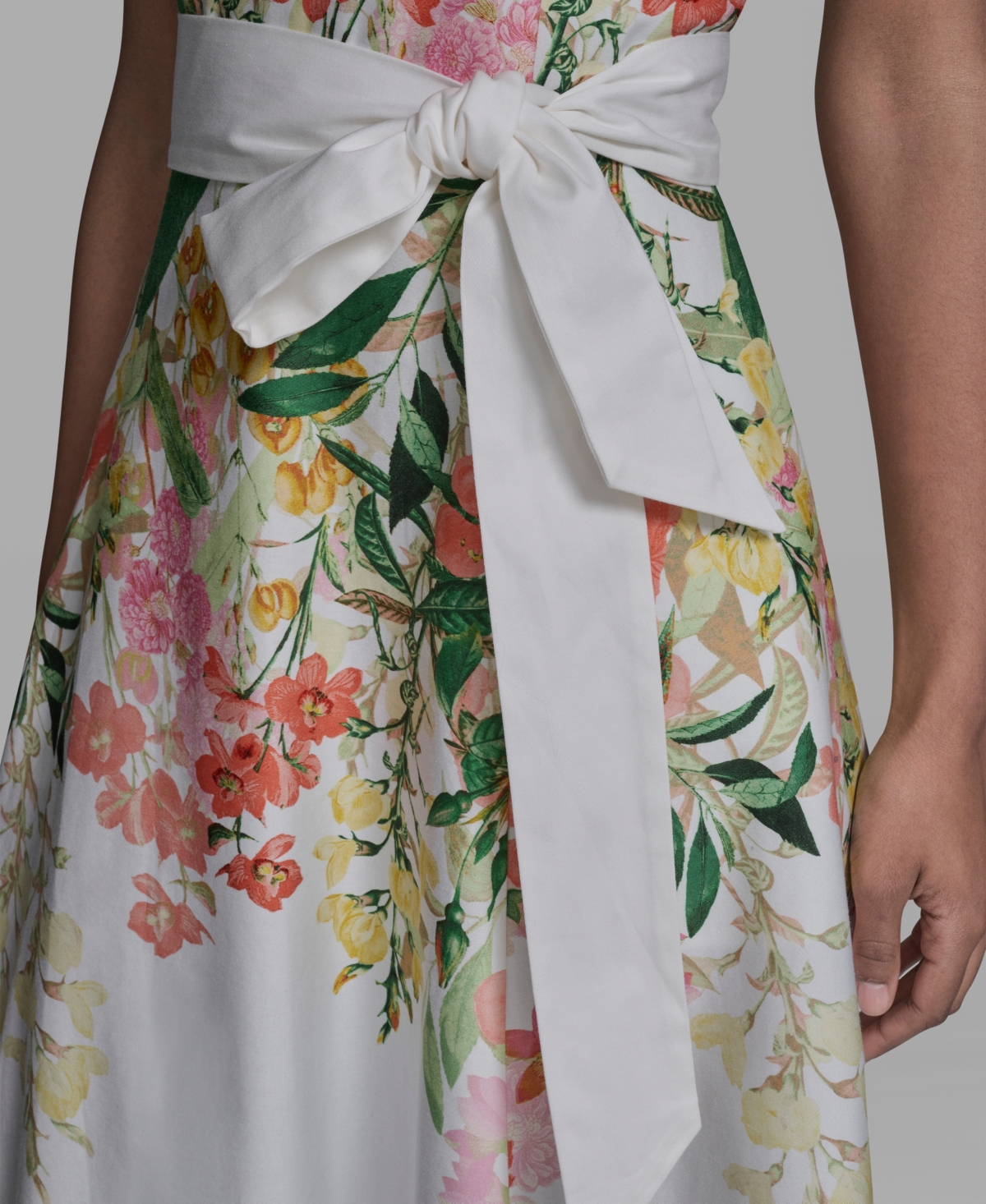 Karl Lagerfeld Paris Women's Printed V-Neck Midi Dress