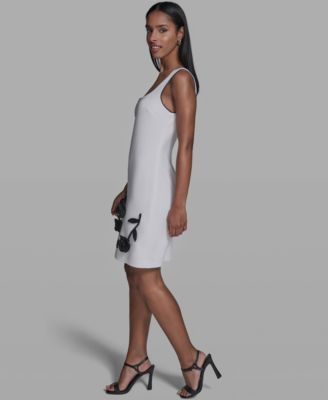 Women's Contrast 3D Flowers A-Line Dress