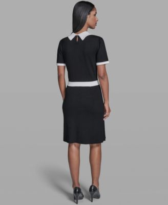 Women's Contrast Collared Sweater Dress