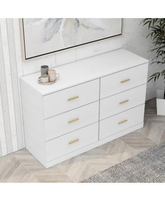 Modern 6-Drawer Dresser - Wide Chest of Drawers for Bedroom