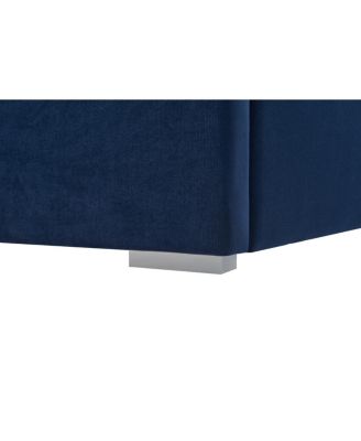 Queen Velvet Bed Frame with Wingback Headboard, No Box Spring Needed