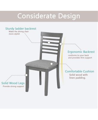 Streamdale Wooden Dining Chairs Set of 4 with Padded Seat, Gray