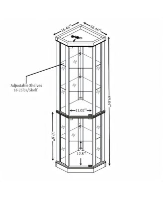 Corner Lighted Curio Cabinet with Glass Storage, Antique White