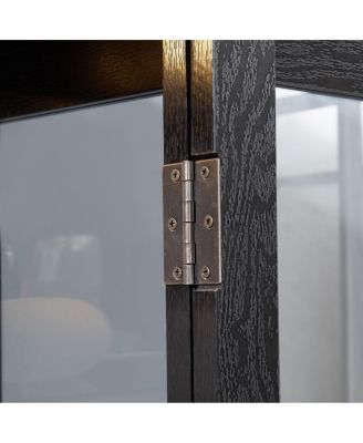 Lighted Glass Curio Display Cabinet with Wood Frame