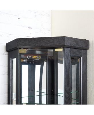 Lighted Corner Curio Cabinet - Display Case for Living Room, Collectibles, Wine & Bar Glass Storage