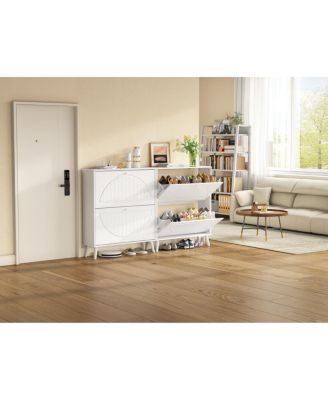 Streamdale  Furniture Space-Saving Tipping Bucket Storage Cabinet with Carved Details