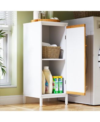 Living Room Side Cabinet with Bamboo Slats Door