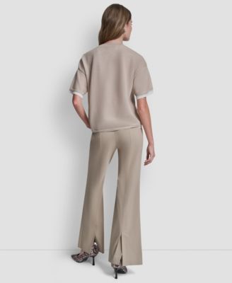 Women's Short-Sleeve Boxy 2-Layer Mesh Sweater