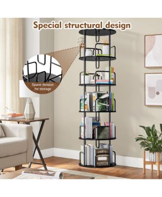 Rotating Bookshelf Tower 5 Tier, Spinning Bookcase, Revolving 360 Bookshelf, Black