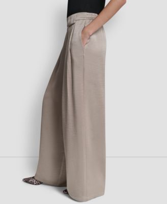 Women's Pleated Wide-Leg Pull-On Pants