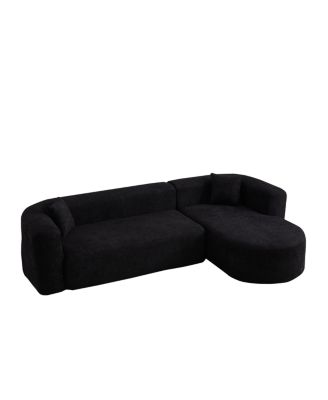 Streamdale Luxury Modern Curved Sectional Sofa, Chenille Fabric, Right Chaise Black