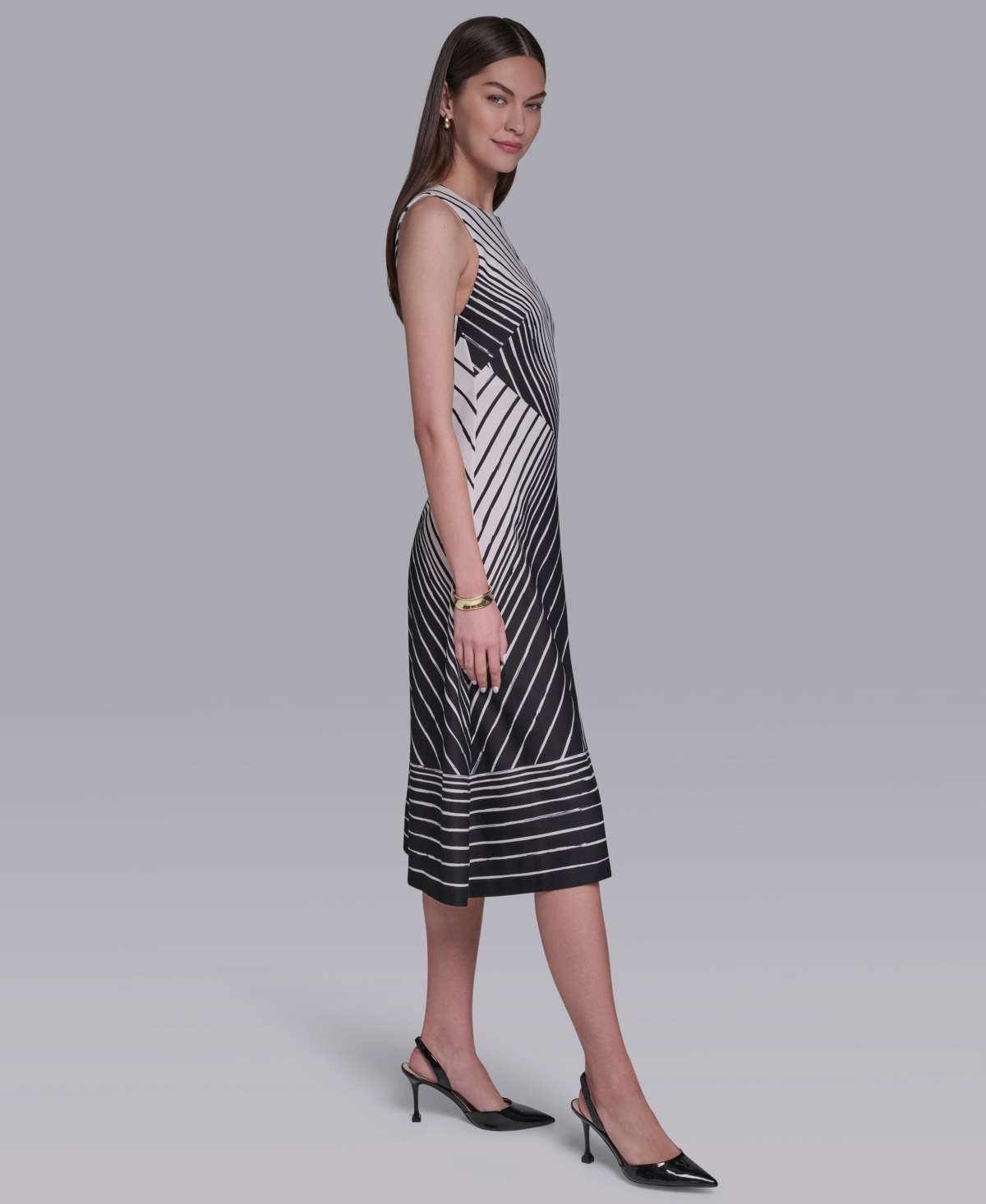 Halston Women's Printed Sleeveless Midi Dress