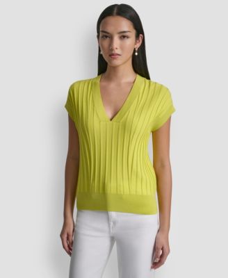 Women's Ribbed Short-Sleeve Sweater