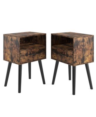 Modern Bedside Table with Storage Drawer and Open Shelf