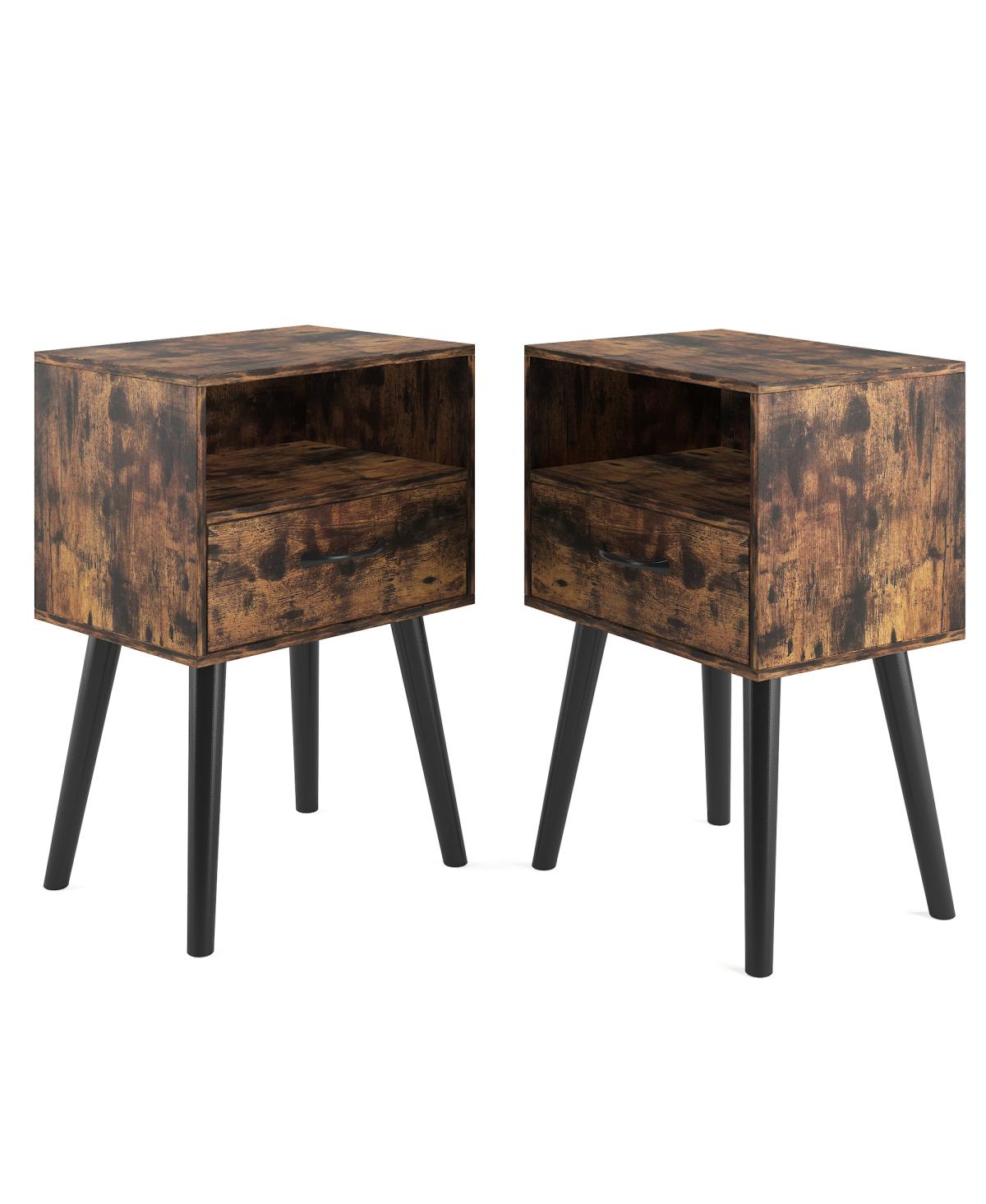 Streamdale Furniture Modern Bedside Table with Storage Drawer and Open Shelf