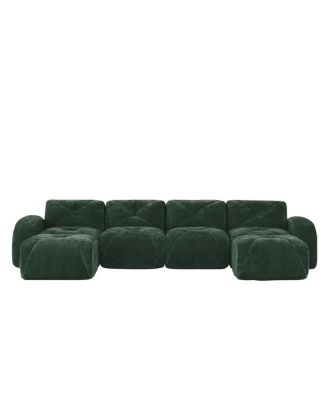 U-shaped Boneless Sofa, Tufted, 32D High Density Sponge, Anti-Slip