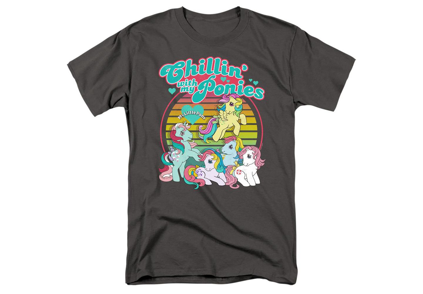 Мужская футболка Hasbro+ Big & Tall + My Little Pony Retro Chillin with My Ponies T, цвет: Меланжевый — фото 1