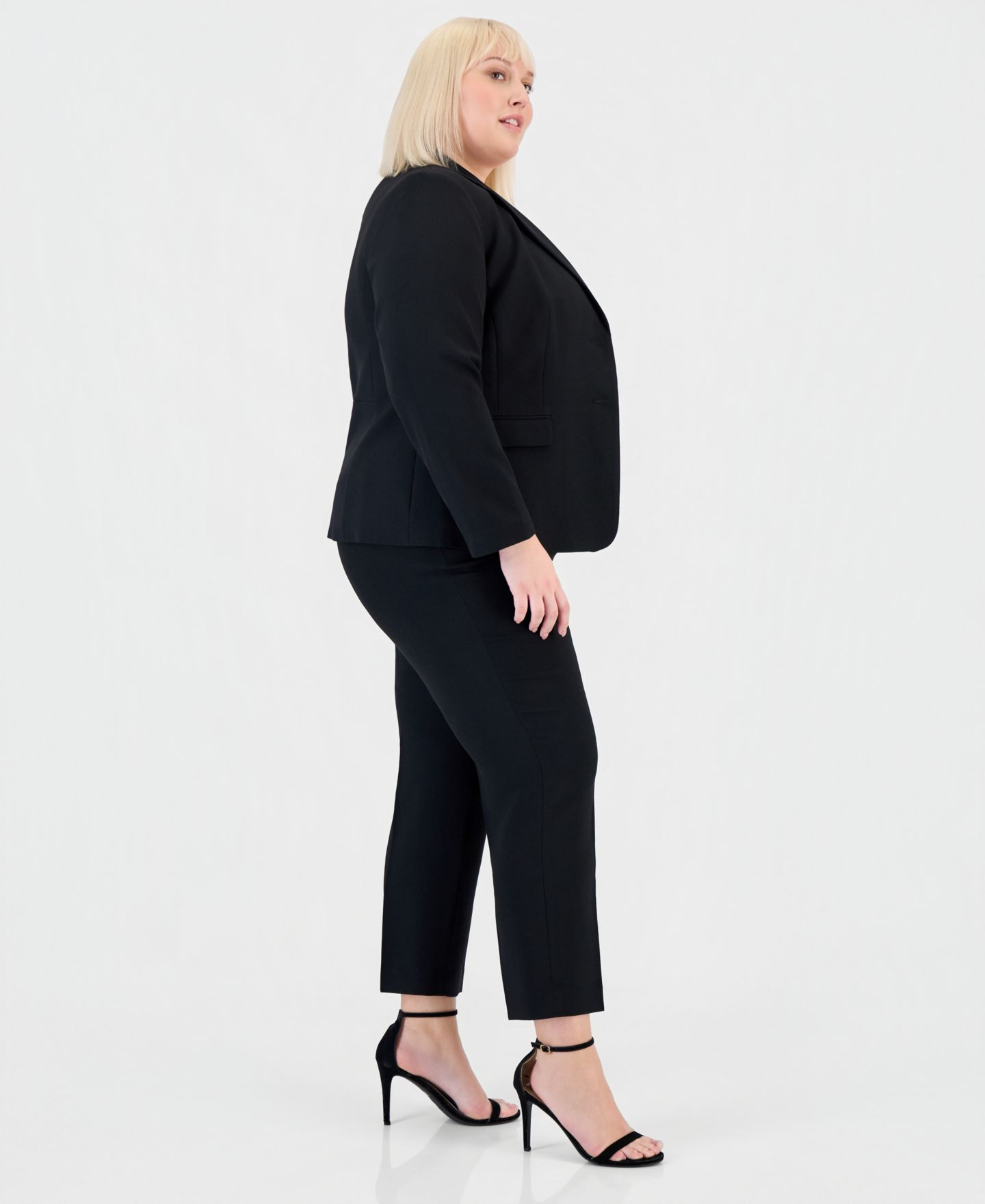 Женские комплекты Kasper Plus Size Blazer & Straight-Leg Pants, цвет: Чёрный — фото 2
