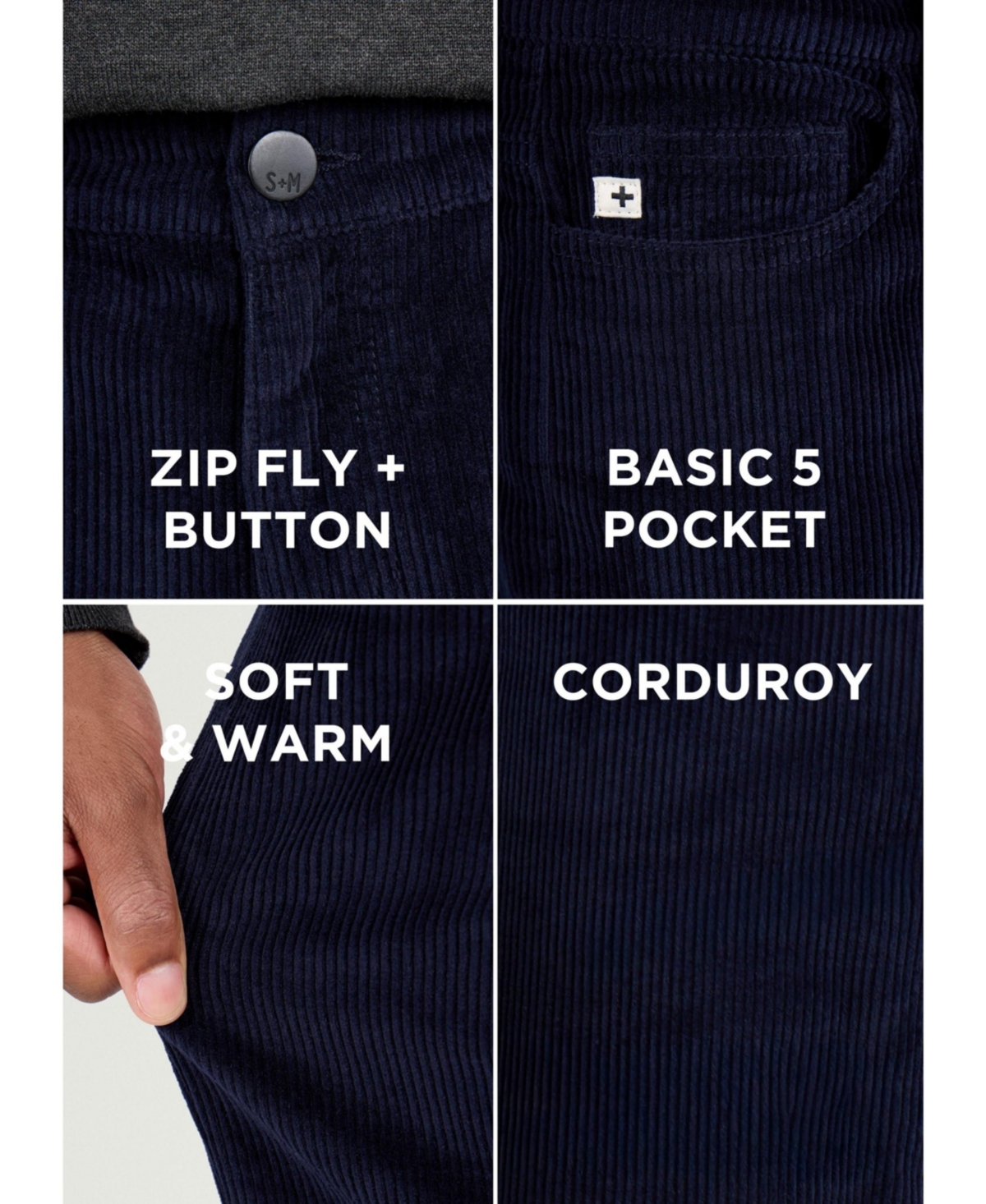 Spring + Mercer Men's Athletic Fit Corduroy Pants