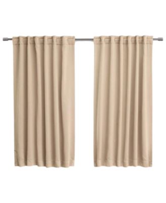 52x54 Inch Beige Thermal Blackout Curtain Panels, Set of 2