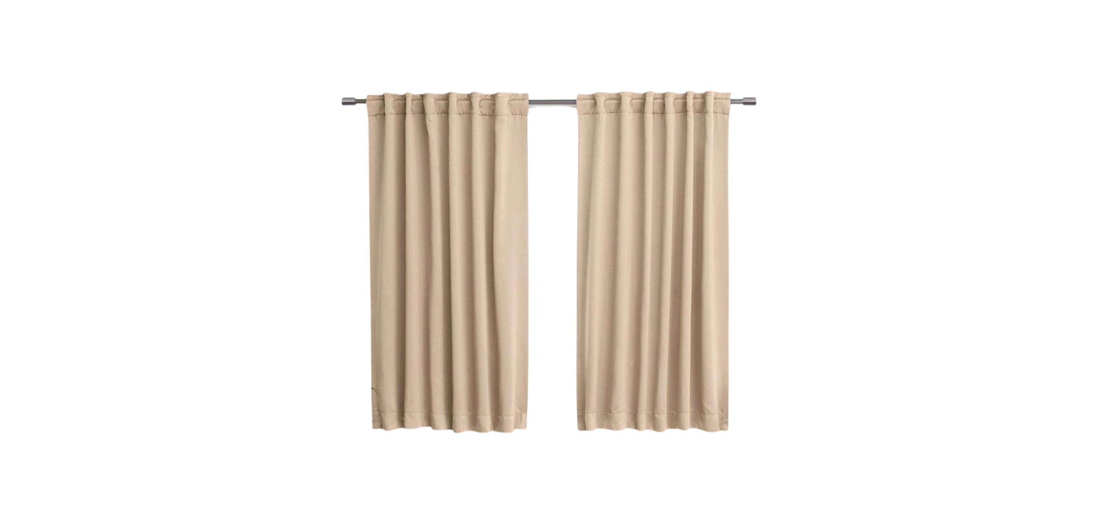Slickblue 52x54 Inch Beige Thermal Blackout Curtain Panels, Set of 2