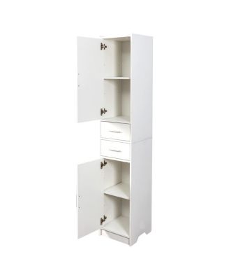 White 70.87" H Tall Bathroom Storage Cabinet with 2 Doors & 2 Drawers