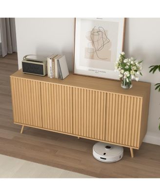 Sideboard Buffet Cabinet with Storage, 4 Doors, Wood Credenza Console Coffee Bar Cabinets