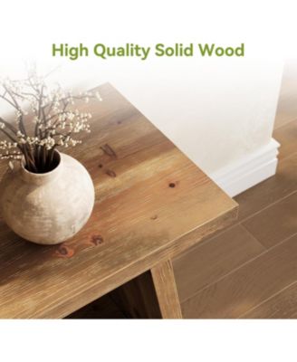 Solid Wood TV Stand, 63-Inch Farmhouse Media Console for 55-65 inch TV,Entertainment Center, Brown