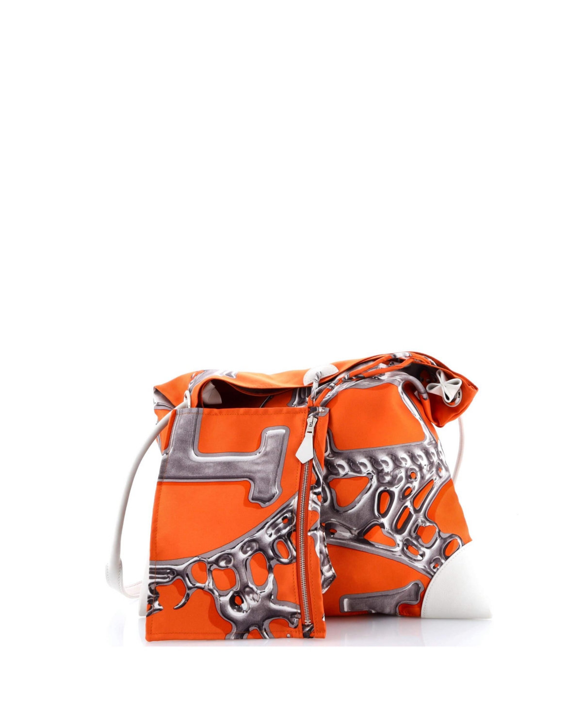 Pre-Owned HERMES Pm Silky City Bag Printed Silk and Leather