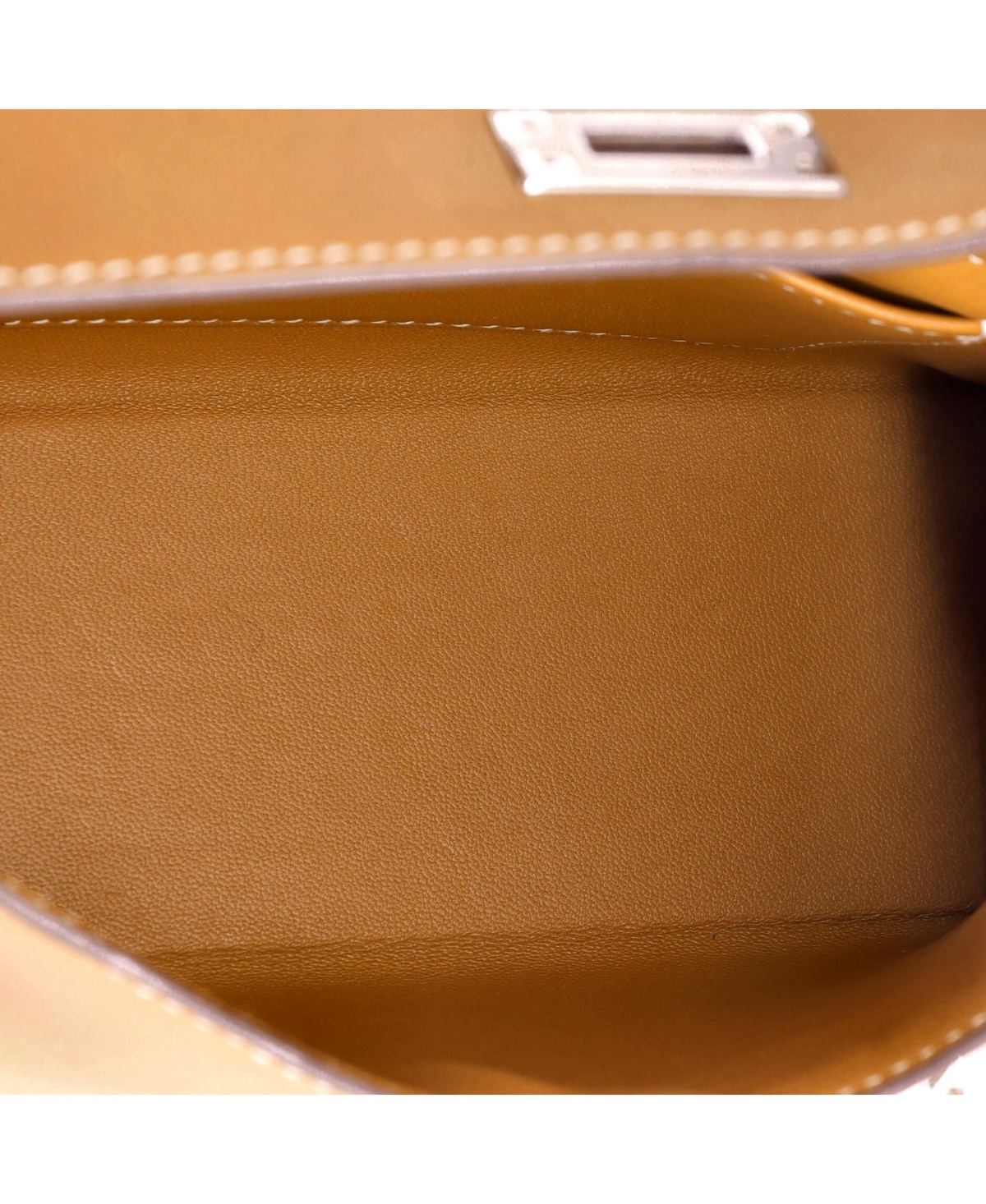 Pre-Owned HERMES Kelly 20 Handbag Brown Veau Butler with Palladium Hardware