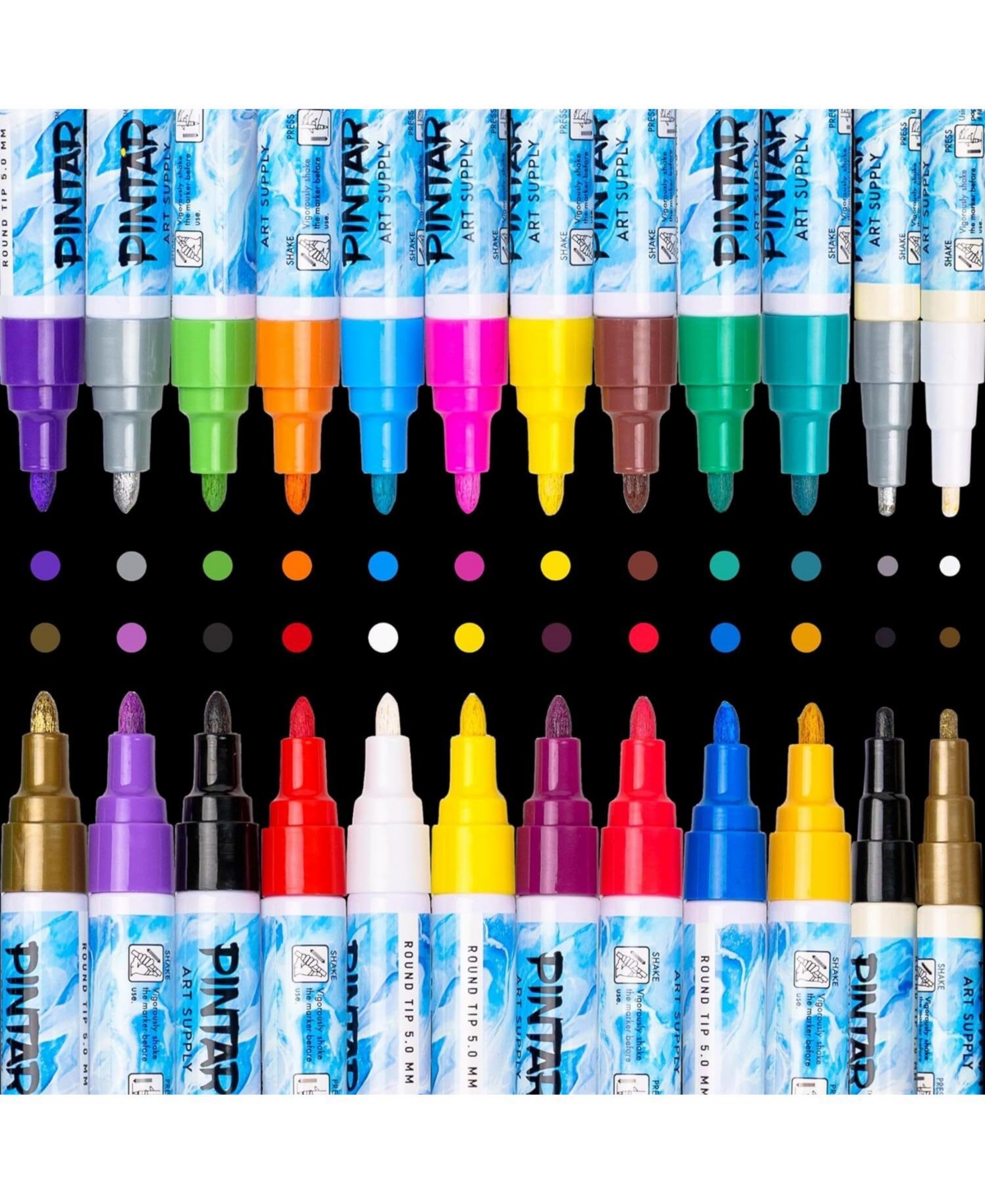 Pintar Oil Based Paint Markers - 24 Pack with 20 (5 mm Tips) & 4 (1 mm Tips)
