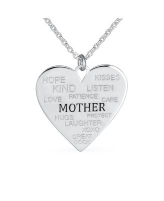 Inspirational Words Describe Your Mother Heart Pendant Necklace Sterling Silver
