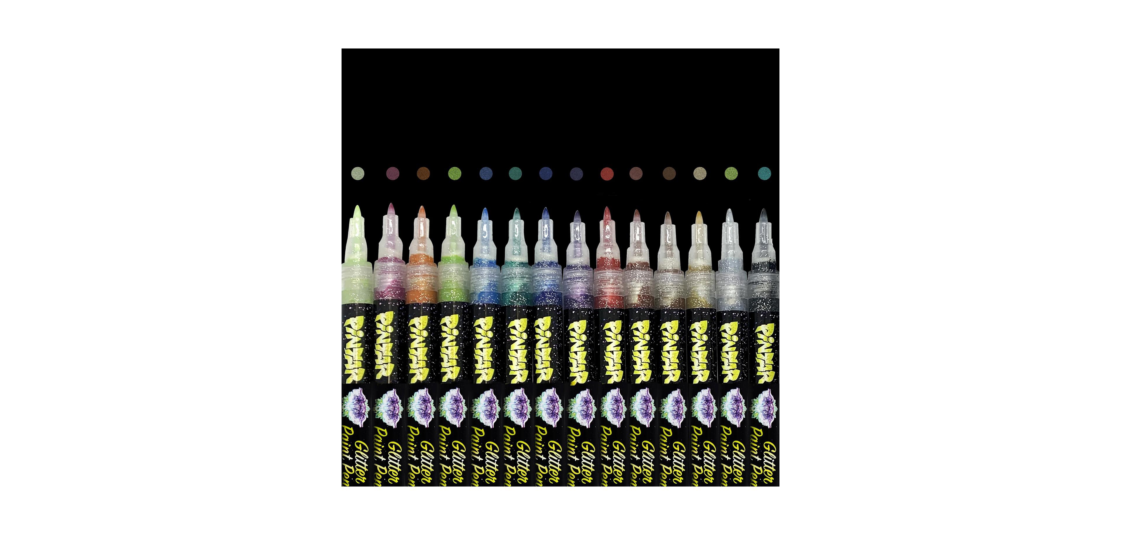 Pintar Glitter Pens for Adults and Kids - Glitter Stylus Pens Fine Point - Extra Fine 0.7mm Tip Paint Pens - Acrylic Glitter Markers