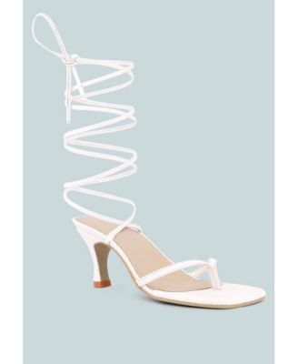 DORITA Womens Kitten Heel Lace Up Sandal