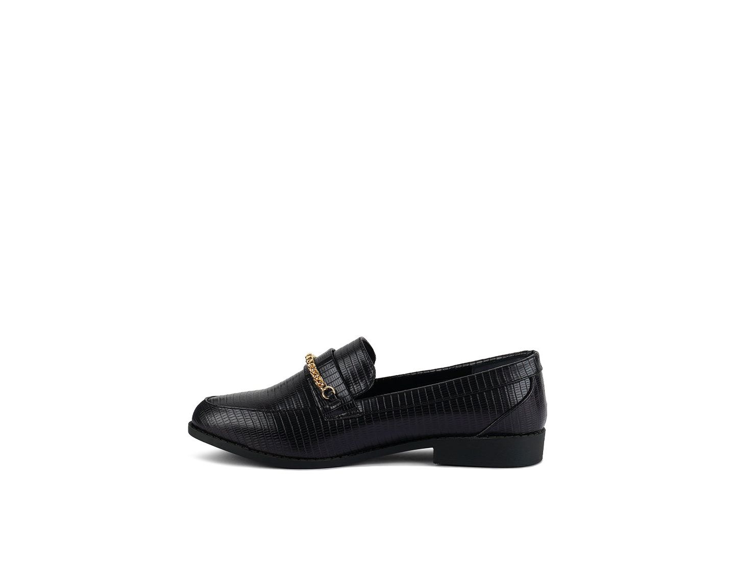 Женские туфли London Rag Vouse Low Block Loafers Adorned With Golden Chain, цвет: Чёрный — фото 5