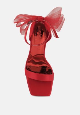 Womens Kiri Satin Clear High Heeled Bow Sandals