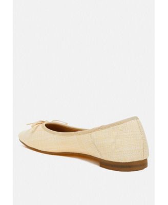 Womens Paper Rings Raffia Ballet Flats