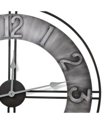 Distressed Industrial Gray Oversized Round Metal Wall Clock - Beautifully decorate any wall space in the household