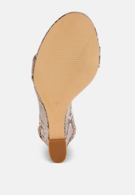 Rag and Co Womens Kodor Snake Print Slim Wedge Sandals