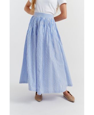 Women's Cotton Striped A-Line Oxford Skirt