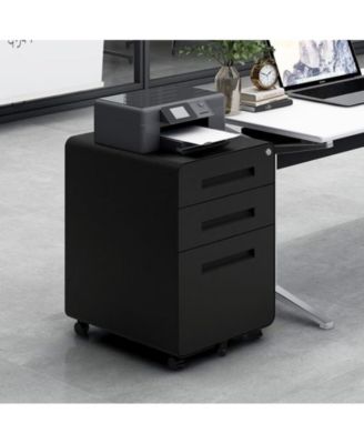 3-Drawer Mobile File Cabinet with Lock, Under Desk Metal Filing Cabinet for Home Office, Black